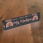 Boho Rainbow Cute Personalized Teacher Naambordje (Zijkant)
