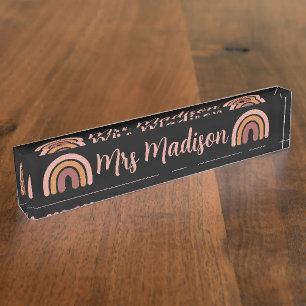 Boho Rainbow Cute Personalized Teacher Naambordje