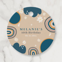 Boho Rainbow Daisy Beige Verjaardag Bedankjes Labels