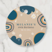 Boho Rainbow Daisy Beige Verjaardag Bedankjes Labels (Achterkant)