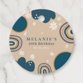 Boho Rainbow Daisy Beige Verjaardag Bedankjes Labels (Voorkant)