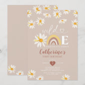 Boho Rainbow Daisy Flowers Wild 1 verjaardag Kaart (Voorkant / Achterkant)