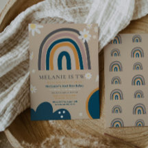 Boho Rainbow Daisy Tweede Uitnodiging voor de twee