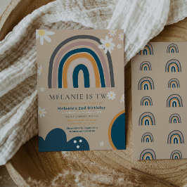 Boho Rainbow Daisy Tweede Uitnodiging voor de twee