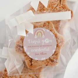 Boho Rainbow Daisy Verjaardag Baby shower Ronde Sticker