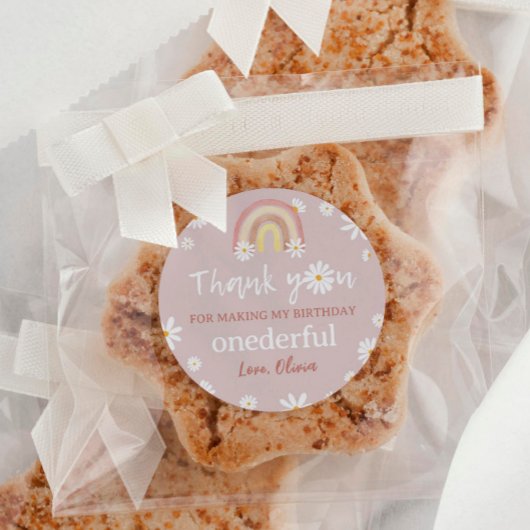 Boho Rainbow Daisy Verjaardag Baby shower Ronde Sticker