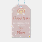 Boho Rainbow Daisy Verjaardag Dank u Label Cadeaulabel (Voorkant)