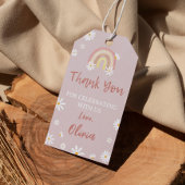Boho Rainbow Daisy Verjaardag Dank u Label Cadeaulabel
