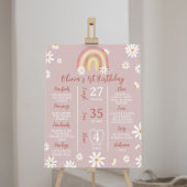Boho Rainbow Daisy Verjaardag Mijlpaal teken Poster