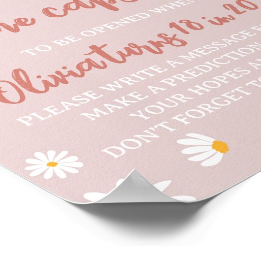 Boho Rainbow Daisy Verjaardag Tijd Capsule teken Poster (Hoek)