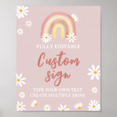 Boho Rainbow Daisy Verjaardagsfeesttafelteken Poster (Voorkant)