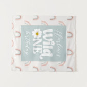 Boho Rainbow Daisy Wild One Girl's eerste verjaard Wandkleed (Voorkant (horizontaal))