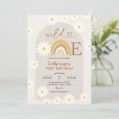 Boho Rainbow Daisy Wild Uitnodiging één dag (Staand voorkant)