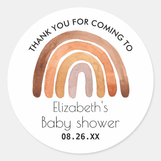 Boho Rainbow Dank u Baby shower Ronde Sticker (Voorkant)