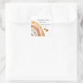 Boho Rainbow Dank u Baby shower Vierkante Sticker (Tas)