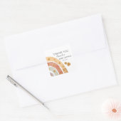 Boho Rainbow Dank u Baby shower Vierkante Sticker (Envelop)