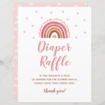 Boho Rainbow Diaper Raffle Baby shower Game Sign