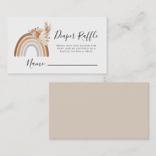 Boho Rainbow Diaper Raffle Card Visitekaartje (Voorkant / Achterkant)