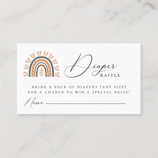 Boho Rainbow Diaper Raffle Enclosure Card Plaatskaartje (Voorkant)