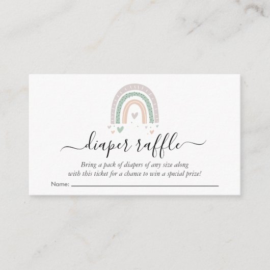 Boho Rainbow Diaper Raffle Sage Baby shower Informatiekaartje (Voorkant)