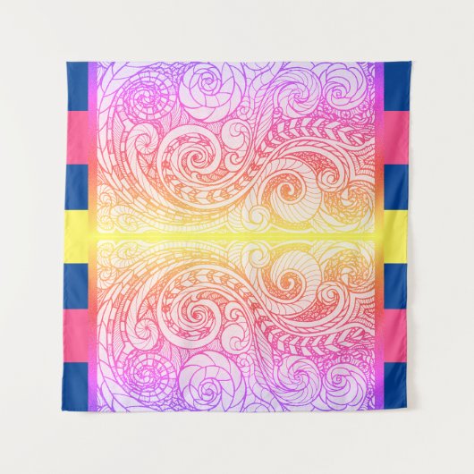 Boho Rainbow Doodle wandtapijt Wandkleed (Voorkant (horizontaal))