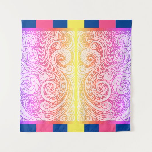Boho Rainbow Doodle wandtapijt Wandkleed (Voorkant)