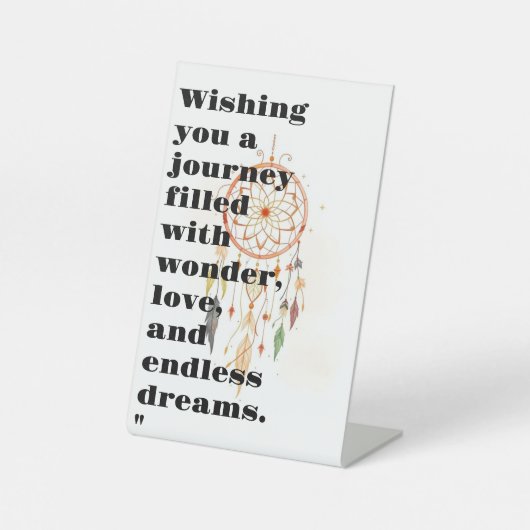 Boho Rainbow Dreamcatcher | Whimsical Waterverf G Reclamebord Met Voetstuk (Voorkant)