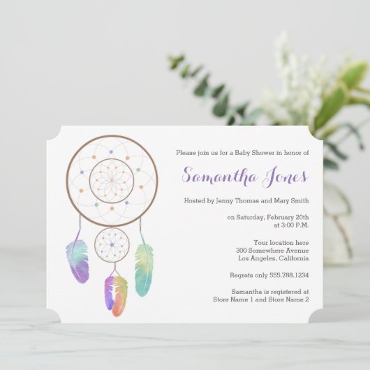 Boho Rainbow Dreamweaver Baby shower Uitnodiging (Staand voorkant)