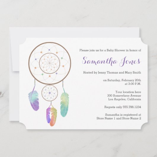Boho Rainbow Dreamweaver Baby shower Uitnodiging (Voorkant)