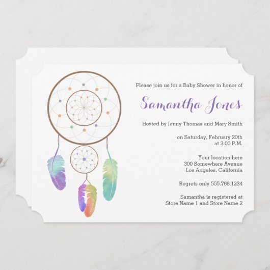 Boho Rainbow Dreamweaver Baby shower Uitnodiging (Voorkant / Achterkant)