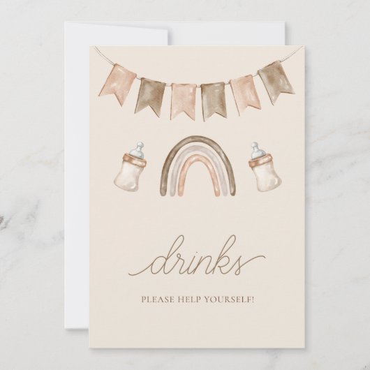 Boho Rainbow Drink genderneutraal Baby shower Kaart (Voorkant)