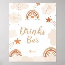 Boho Rainbow Drinken Bar Sign Poster