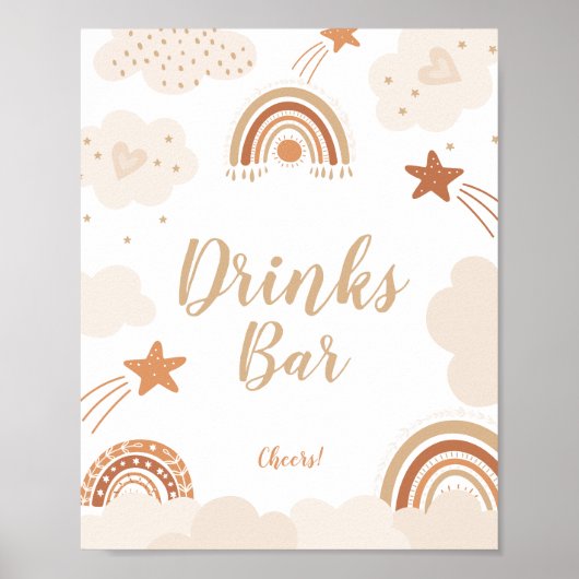 Boho Rainbow Drinken Bar Sign Poster (Voorkant)