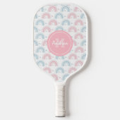Boho Rainbow Dusty Pink & Blue Moon Monogram Cute Pickleball Paddle (Voorkant)