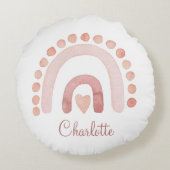 Boho Rainbow Dusty Pink Nursery Rond Kussen (Achterkant)