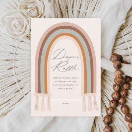 Boho Rainbow Earth Tone Baby shower Luier Raffle Informatiekaartje