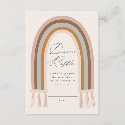 Boho Rainbow Earth Tone Baby shower Luier Raffle Informatiekaartje (Voorkant)