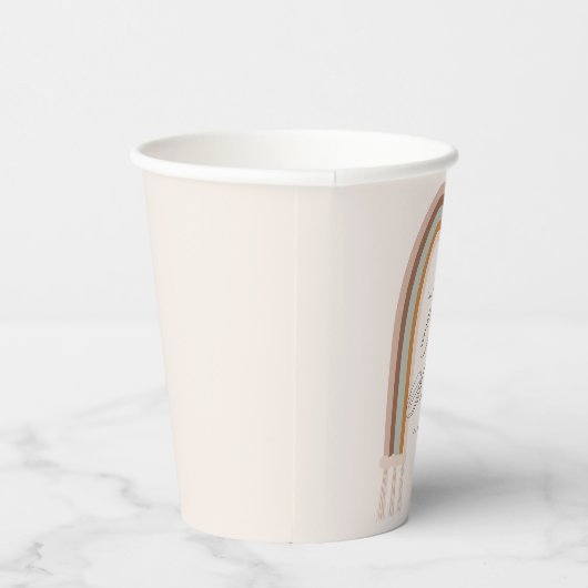 Boho Rainbow Earth Tone Baby shower Papieren Bekers (Rechts)