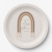 Boho Rainbow Earth Tone Baby shower Papieren Bordje (Voorkant)