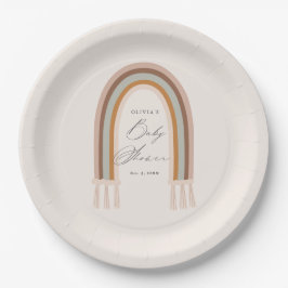 Boho Rainbow Earth Tone Baby shower Papieren Bordje