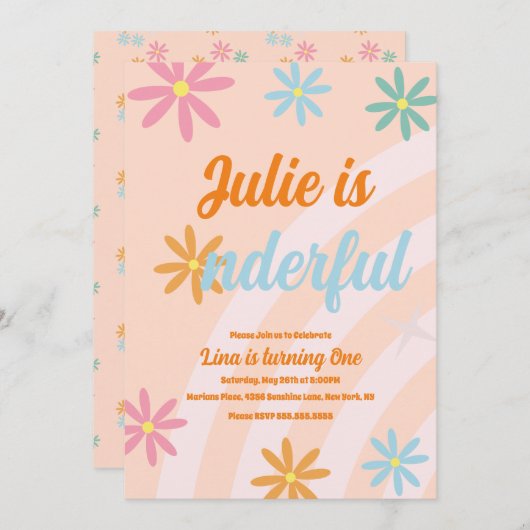 Boho Rainbow Earthy First Birthday Onederful Party Kaart (Voorkant / Achterkant)