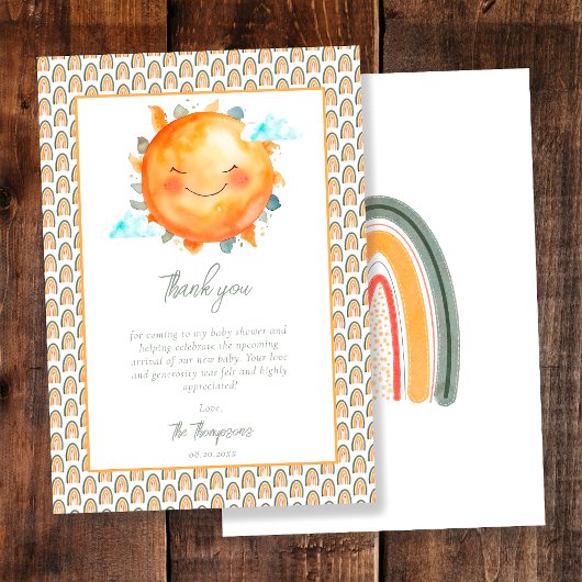 Boho Rainbow een kleine Ray van zonnig Baby shower Bedankkaart