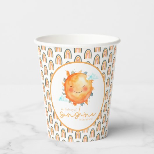 Boho Rainbow een kleine Ray van zonnig Baby shower Papieren Bekers (Achterkant)