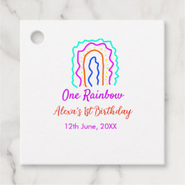 Boho Rainbow één verjaardag kinder heldere retro v Bedankjes Labels