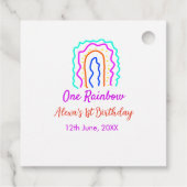 Boho Rainbow één verjaardag kinder heldere retro v Bedankjes Labels (Achterkant)