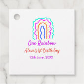 Boho Rainbow één verjaardag kinder heldere retro v Bedankjes Labels (Voorkant)