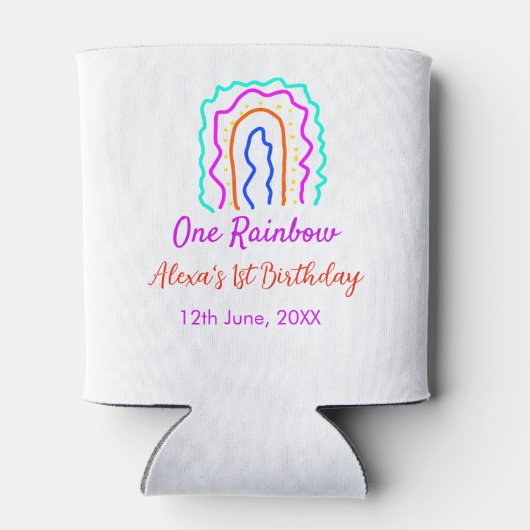 Boho Rainbow één verjaardag kinder heldere retro v Blikjeskoeler (Achterkant)