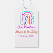Boho Rainbow één verjaardag kinder heldere retro v Cadeaulabel (Voorkant)