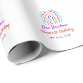 Boho Rainbow één verjaardag kinder heldere retro v Cadeaupapier (Rol Hoek)