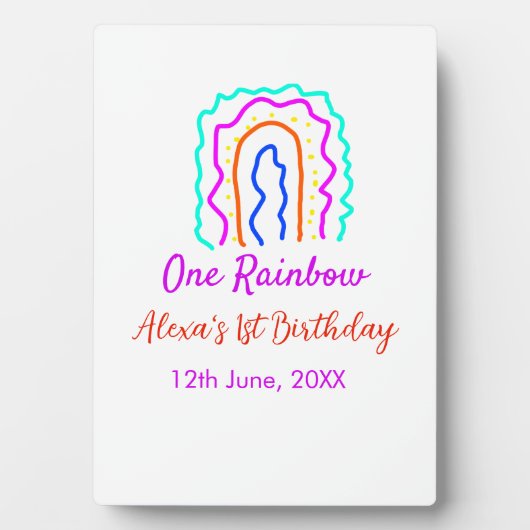 Boho Rainbow één verjaardag kinder heldere retro v Fotoplaat (voorkant)